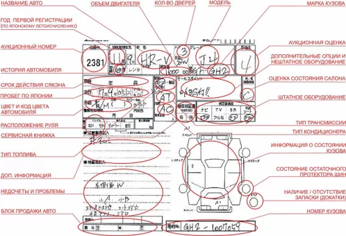 Расшифровка аукционного листа